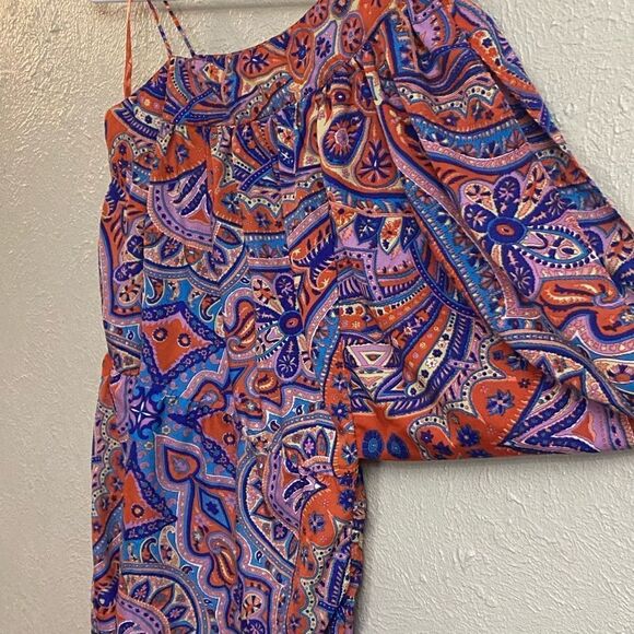 Angie M Midi Mixed Print Dress Paisley Orange Yellow Purple - Picture 5 of 8